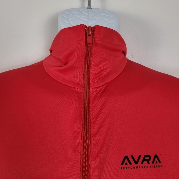 AVRA Performance Fibers Red Quarter Zip Athletic Thumb hole Long sleeve Size L - Picture 3 of 8